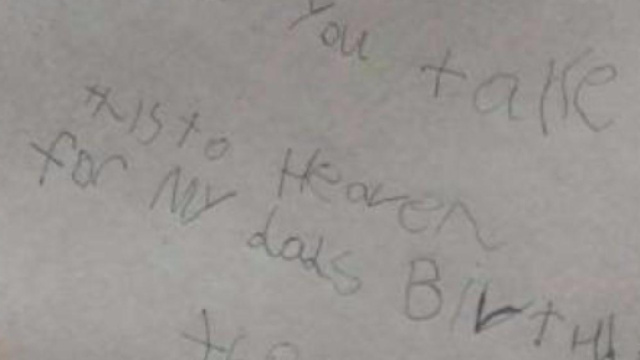 Un bambino scozzese scrive una lettera di auguri al pap&agrave; in Paradiso e la Posta gliela 'recapita'.