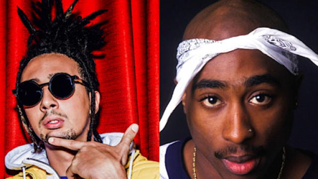 Ghali a sinistra, Tupac Shakur a destra