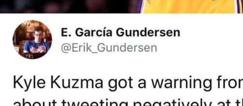 Kyle Kuzma gets warning from NBA after tweeting to official referee account [E Garcia Gunderson / Twitter]