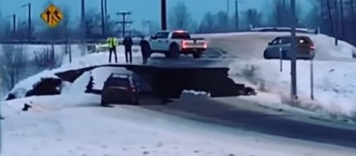 Powerful earthquakes buckle Alaska roads, briefly trigger tsunami warning. [Image source/CBC News: The National YouTube video]
