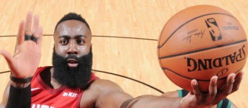 James Harden scored 45 points for the Rockets on Thursday to help beat the Celtics. [Image via ESPN/YouTube screencap]