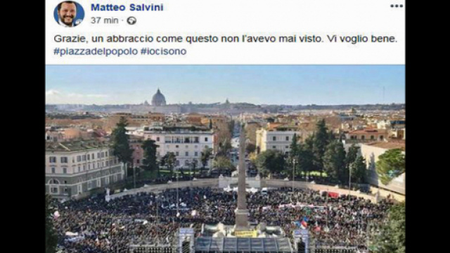 Lega in piazza, Salvini: 'La pacchia &egrave; finita' (VIDEO)