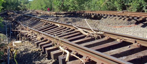 Railway tracks damaged in New York from flooding due to Hurricane Irene. - [Image credit &ndash; Daniel Case, Wikimedia Commons]