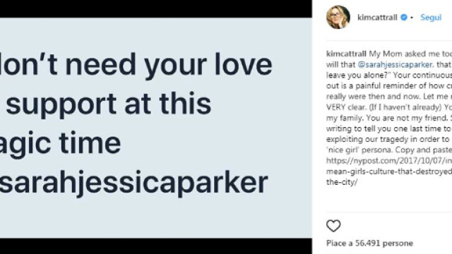 Il messaggio di Kim Cattrall per Sarah jessica Parker