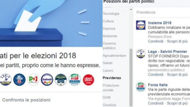 Riforma pensioni, confronta le posizioni dei partiti su Facebook