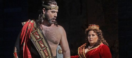 Ildar Abdrazakov as Assur and Angela Meade in the title role of Rossini&rsquo;s &lsquo;Semiramide.&rsquo; Photo: Ken Howard/Met Opera, used with permission.