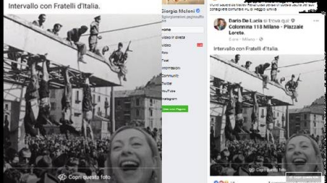 Giorgia Meloni insieme a Mussolini e alla Petacci a piazzale Loreto: &egrave; polemica