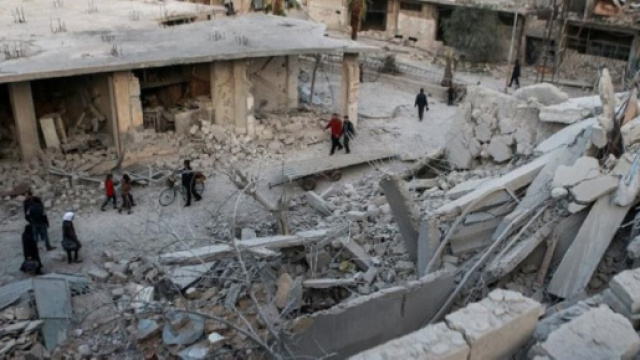 Siria, un'area della Ghouta Orientale devastata dai bombardamenti