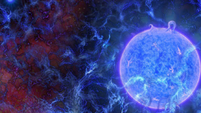 In alto, foto della prima stella dell'universo