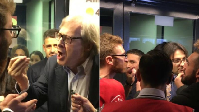 Vittorio Sgarbi reazione choc, rissa furiosa con Le Iene.