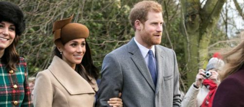 Meghan Markle and Prince Harry on Christmas Day 2017. Found on Wikimedia Commons by Mark Jones