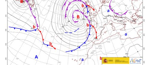 Situaci&oacute;n de la borrasca Gisele el mi&eacute;rcoles 14 de marzo - AEMET
