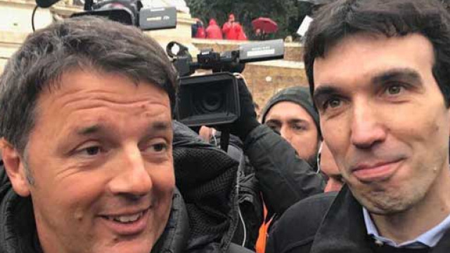 Matteo Renzi in compagnia di Maurizio Martina