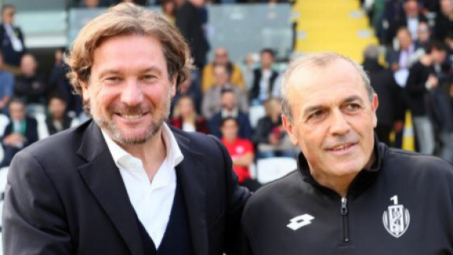 Nella foto della Lega B, Stroppa e Castori fotografati prima del match di andata