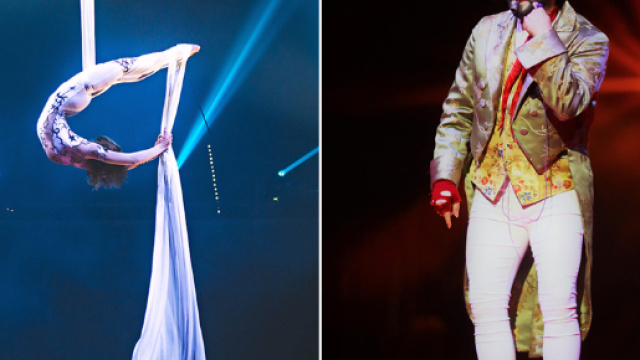 Acrobati impegnati in uno show