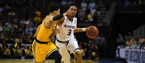 KSU's Kamau Stokes drives on UMBC point guard K.J. Maura (via @KStateMBB