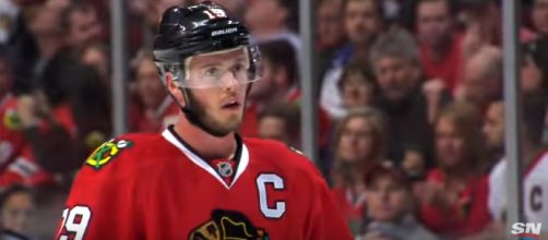 Toews clinched another 20-goal season this year. [imagesource: SPORTSNET /YouTube screenshot]