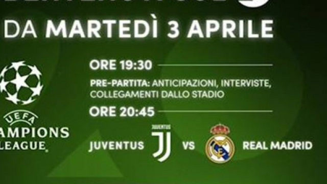 Il promo della partita di Champions League in onda su Canale 20
