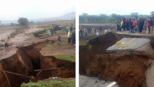 L'enorme faglia apertasi in Kenya.