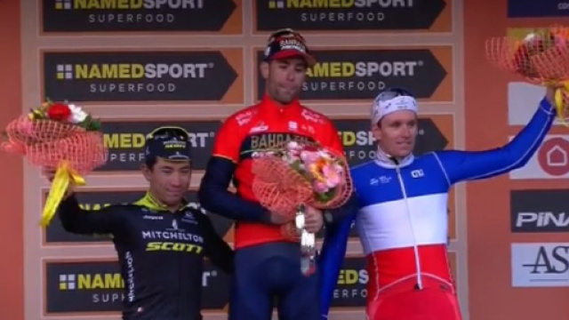 Vincenzo Nibali sul podio della Milano Sanremo
