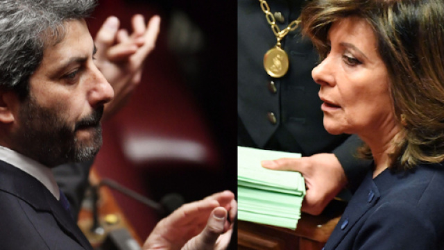 Il nuovo presidente della Camera Roberto Fico e la nuova senatrice Maria Elisabetta Alberti Casellati