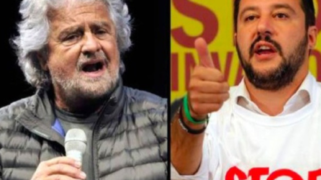 Beppe Grillo e il leader della Lega Matteo Salvini