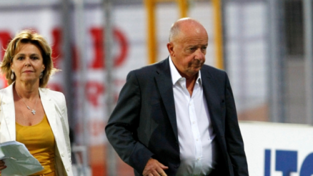 Il presidente del Trapani, Vittorio Morace, insieme alla moglie, Anne Marie Collart