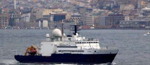 Russian research vessels have been skulking near the undersea cables recently [Image via alper boler / YouTube Screencap]