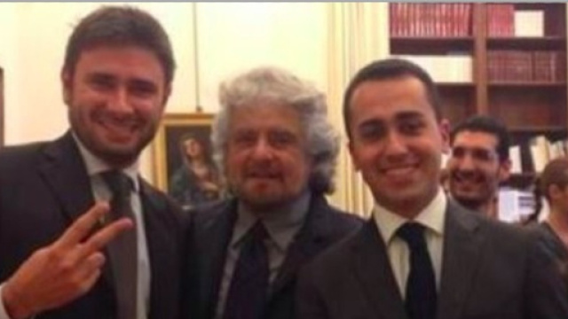 Di Battista, Grillo ed il candidato premier Di Maio
