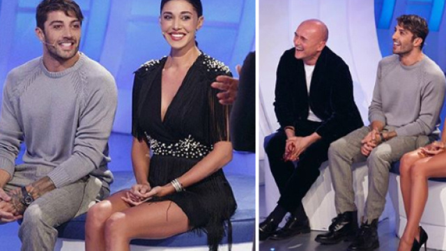 Belen Rodriguez ed Andrea Iannone ospiti di Maria De Filippi, chiamati da Ezio Greggio ed Enzo Iacchetti.