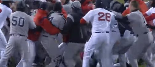 Punches were flying at Fenway between the Sox and Yankees [Image via JGart / YouTube Screencap]
