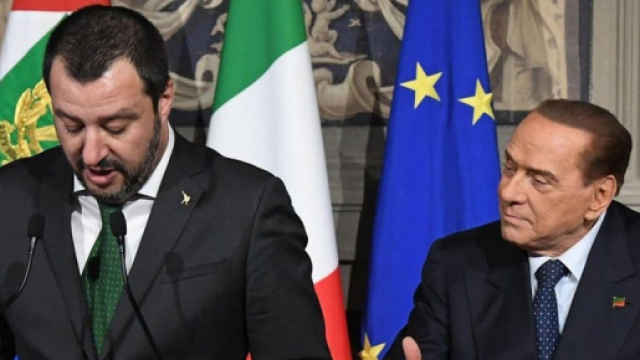 Matteo Salvini e Silvio Berlusconi al termine delle consultazioni al Quirinale