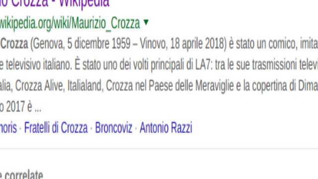 Il profilo di Maurizio Crozza hackerato su Wikipedia