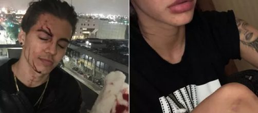 Biel de um lado e a esposa, Eduarda, do outro