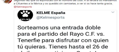 Se l&iacute;a en Twitter por el nombre mal escrito del Rayo Vallecano