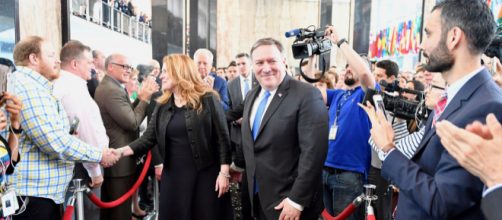 Secretary of State Mike Pompeo greets State Department. - [image credit: US Department of State / Flickr]
