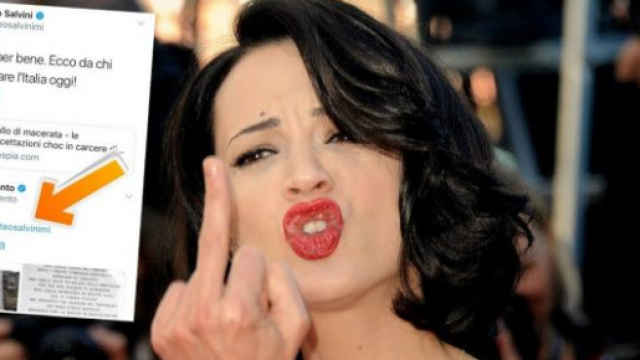 Scontro tra Salvini e Asia Argento sul 25 aprile a colpi di insulti
