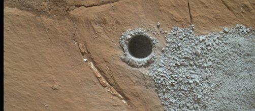NASA's Curiosity Mars Rover drilled hole to collect sample material (Image credit: NASA/JPL-Caltech/MSSS, Wikimedia Commons)
