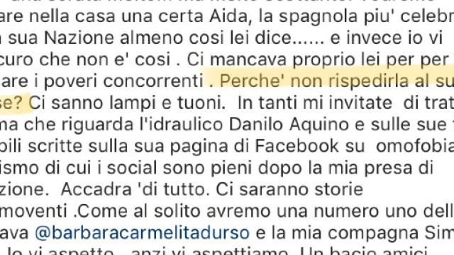 Frasi razziste di malgioglio nei confronti di Aida Nizar