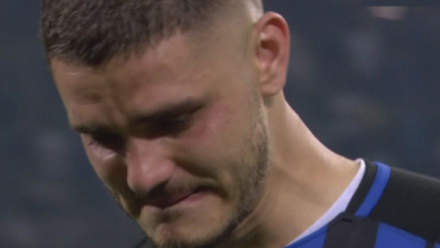 Icardi in lacrime dopo la sconfitta contro la Juventus