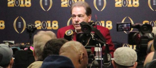 Saban addresses the media prior to the CFP. - [image via Wikimedia Commons]