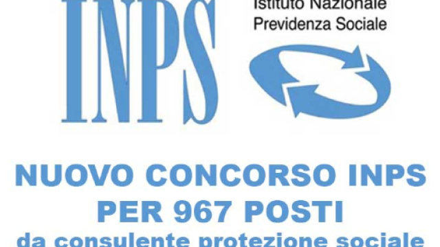 Concorso INPS per 967 funzionari di Protezione Sociale