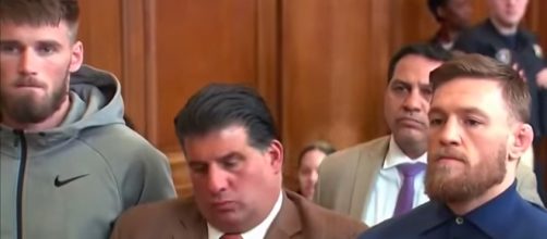 Conor McGregor and Cian Cowley in court Friday morning (Credit: BN Library)