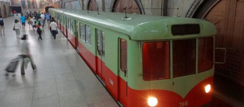 Subway train in a metro station in Pyongyang, North Korea (Image credit &ndash; Roman Bansen, Wikimedia Commons)