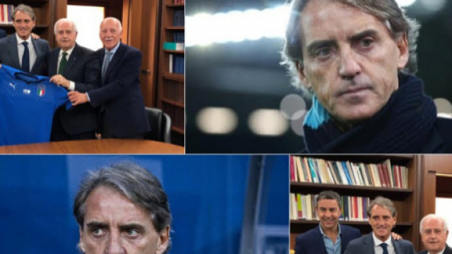 Mancini durante la presentazione alla stampa