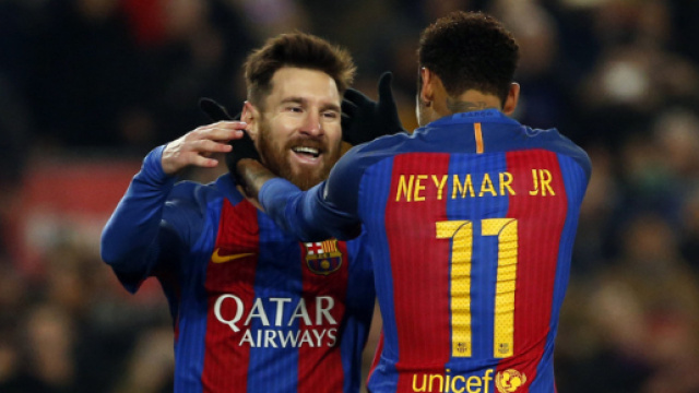 La complicit&agrave; tra Messi e Neymar.