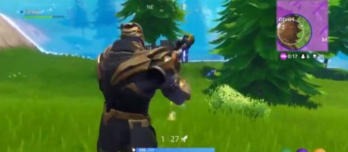 A screenshot of Thanos in 'Fortnite' - YouTube/Fine Nova