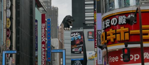 Godzilla peers over the streets of Shinjuku. - [Image via MassimoAbad / Pixabay]