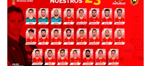 Lista selecci&oacute;n espa&ntilde;ola para el mundial de Rusia 2018 Foto: Twitter selecci&oacute;n Espa&ntilde;ola de Futbol