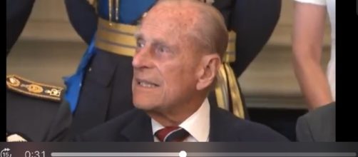Prince Phillip attended the Royal wedding despite a cracked rib. (Image via The Royal Family Channel/YouTube screenshot).
